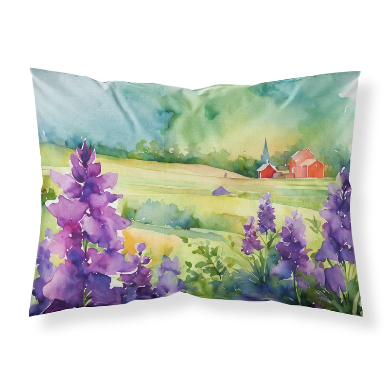 New Jersey Violet in Watercolor Fabric Standard Pillowcase  Artistic Decorative Front, White Back
