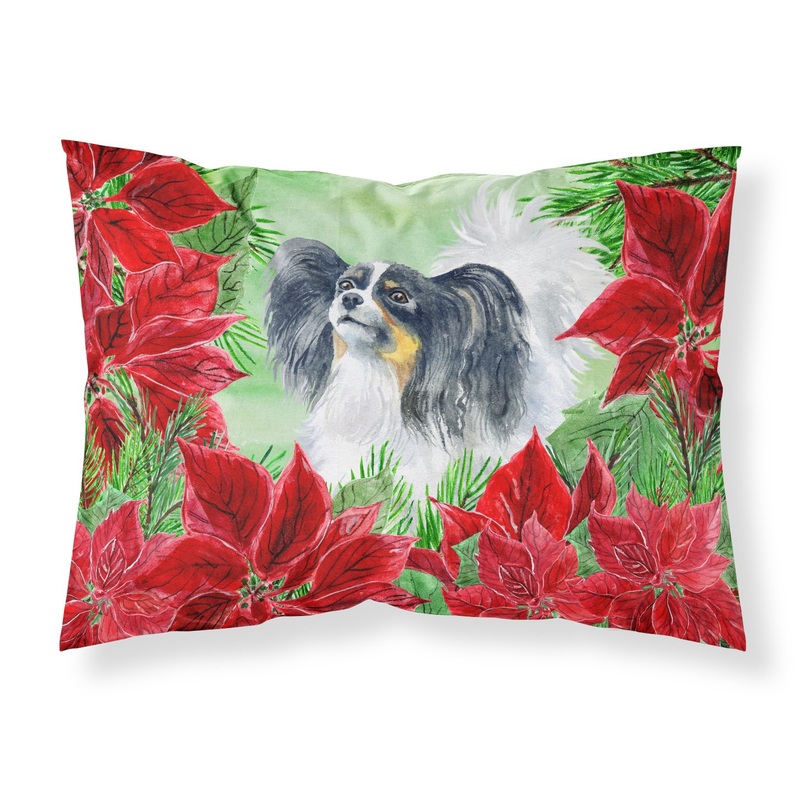 Papillon Poinsettas  Standard Pillowcase  Artistic Decorative Front, White Back CK1305PILLOWCASE