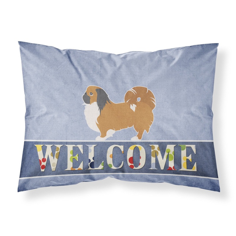 Pekingese Welcome Fabric Standard Pillowcase  Artistic Decorative Front, White Back BB5542PILLOWCASE