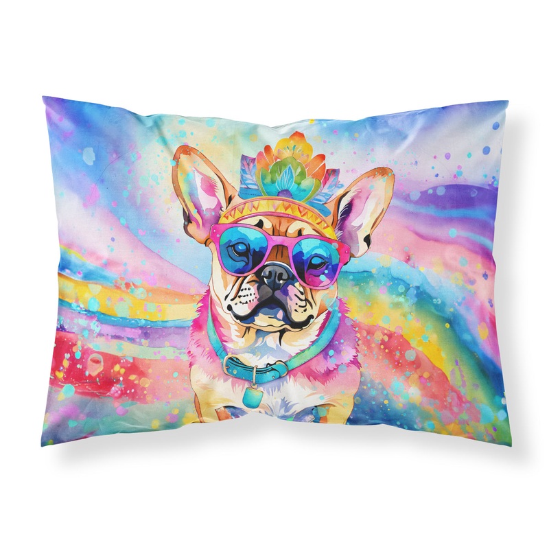 Pug Hippie Dawg Standard Pillowcase  Artistic Decorative Front, White Back