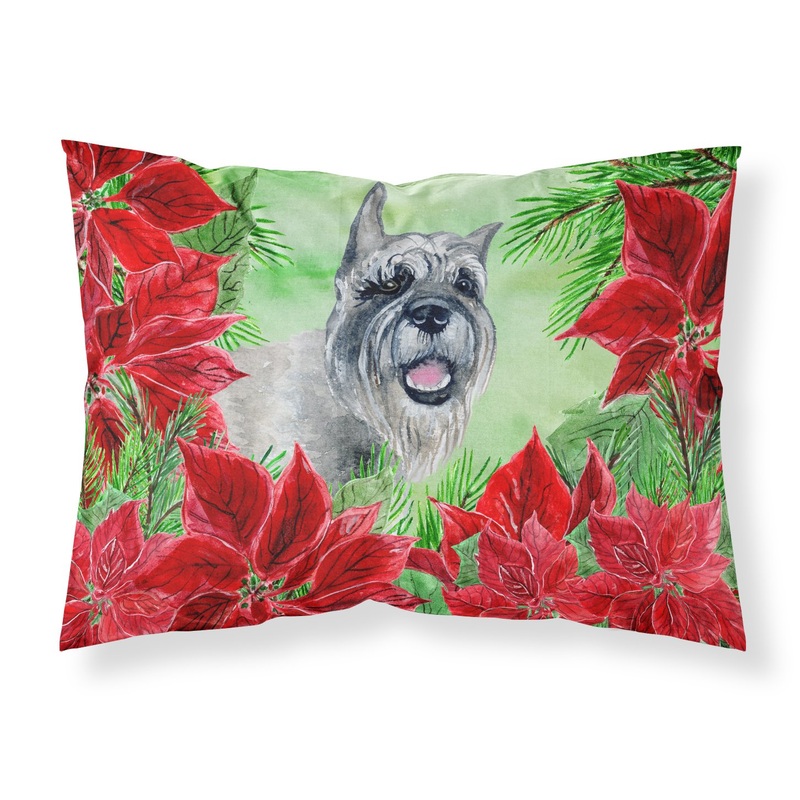 Schnauzer Poinsettas  Standard Pillowcase  Artistic Decorative Front, White Back CK1310PILLOWCASE