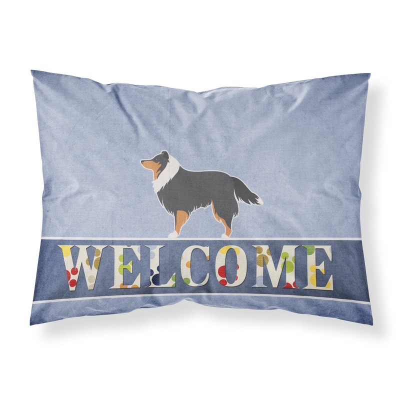 Sheltie/Shetland Sheepdog Welcome Fabric Standard Pillowcase  Artistic Decorative Front, White Back BB5534PILLOWCASE