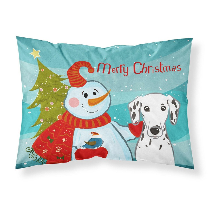 Snowman with Dalmatian Fabric Standard Pillowcase  Artistic Decorative Front, White Back BB1830PILLOWCASE