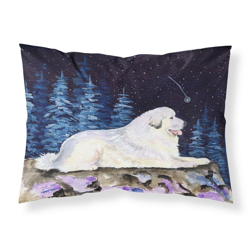 Starry Night Great Pyrenees Standard Pillowcases  Artistic Decorative Front, Crisp White Back
