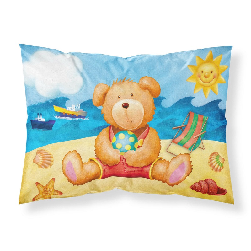 Teddy Bear on the Beach Fabric Standard Pillowcase  Artistic Decorative Front, White Back APH0088PILLOWCASE