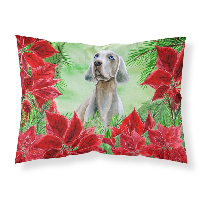 Weimaraner Poinsettas  Standard Pillowcase  Artistic Decorative Front, White Back CK1322PILLOWCASE