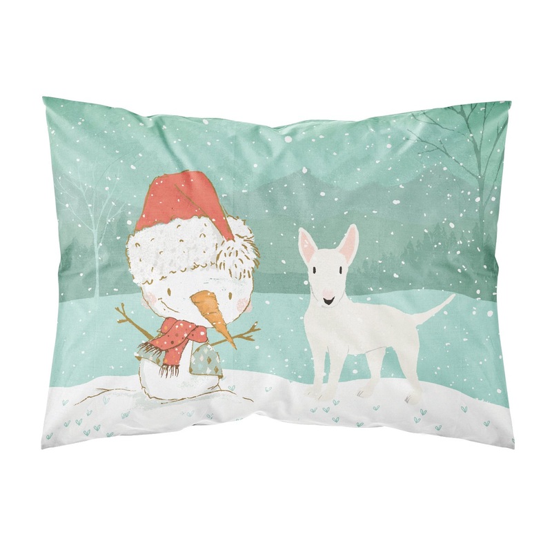 White Bull Terrier Snowman Christmas  Standard Pillowcase  Artistic Decorative Front, White Back CK2058PILLOWCASE