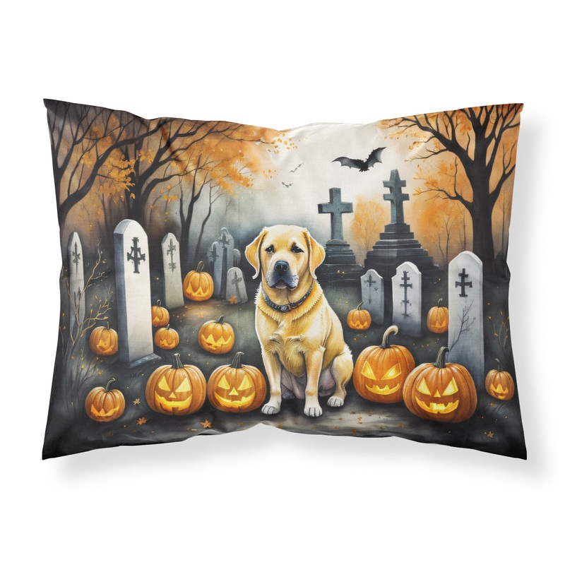 Yellow Labrador Retriever Spooky Halloween Fabric Standard Pillowcase  Artistic Decorative Front, White Back