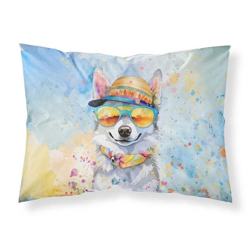Alaskan Klee Kai Hippie Dawg Standard Pillowcase  Artistic Decorative Front, White Back