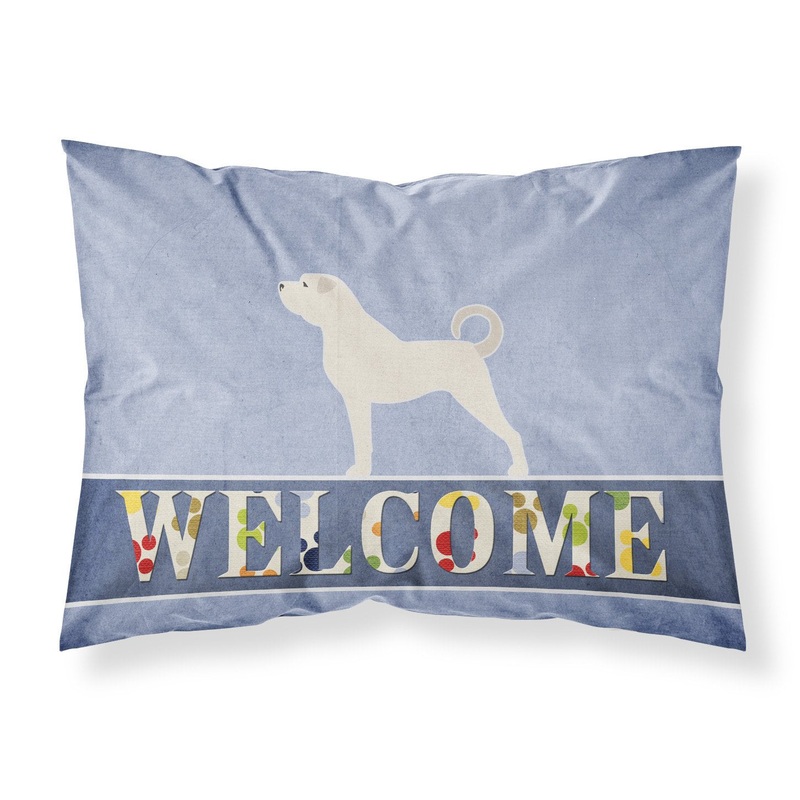 Anatolian Shepherd Welcome Fabric Standard Pillowcase  Artistic Decorative Front, White Back BB5581PILLOWCASE