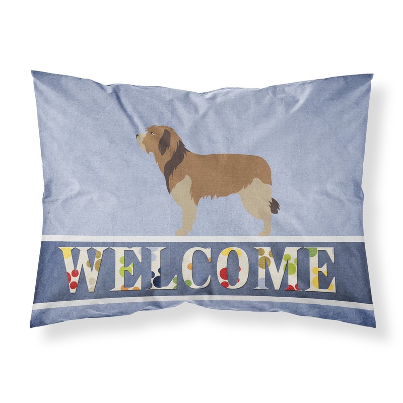 Catalan Sheepdog Welcome Fabric Standard Pillowcase  Artistic Decorative Front, White Back BB8295PILLOWCASE