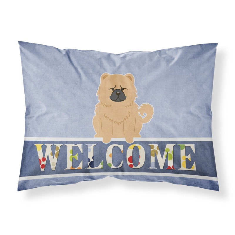 Chow Chow Cream Welcome Fabric Standard Pillowcase  Artistic Decorative Front, White Back BB5725PILLOWCASE