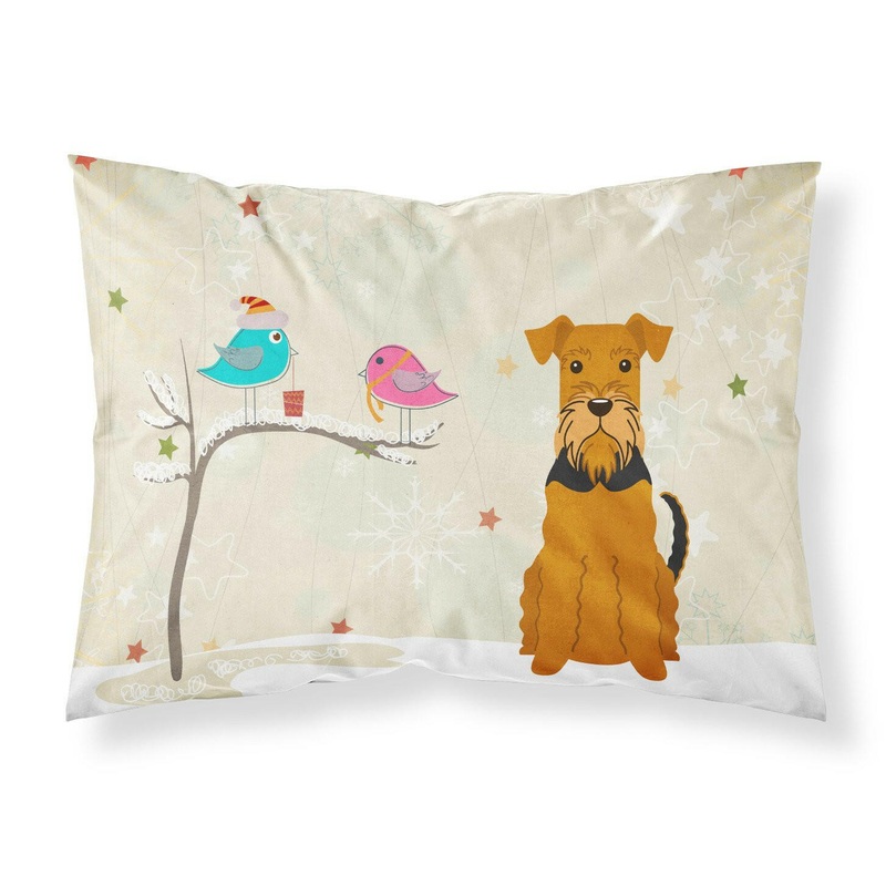 Christmas Presents between Friends Airedale Fabric Standard Pillowcase  Artistic Decorative Front, White Back BB2513PILLOWCASE