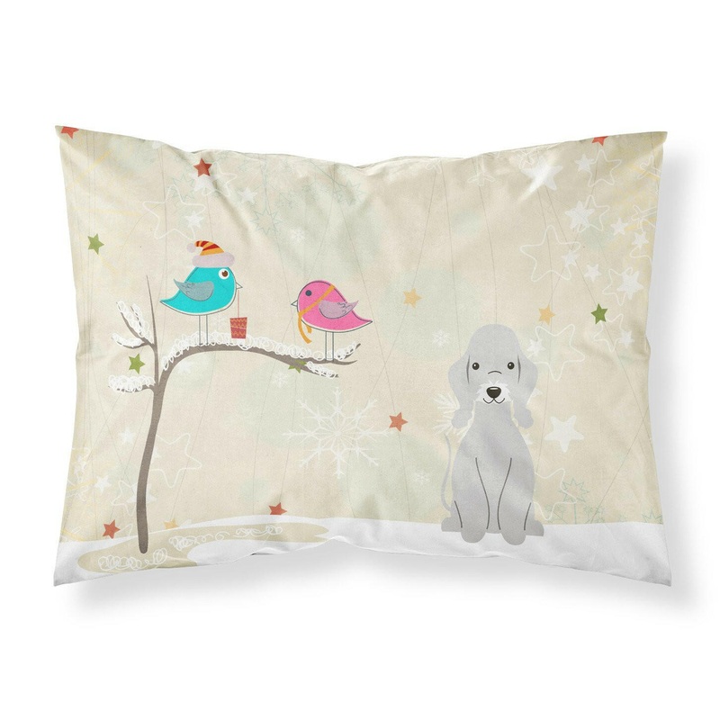 Christmas Presents between Friends Bedlington Terrier Blue Fabric Standard Pillowcase  Artistic Decorative Front, White Back BB2562PILLOWCASE