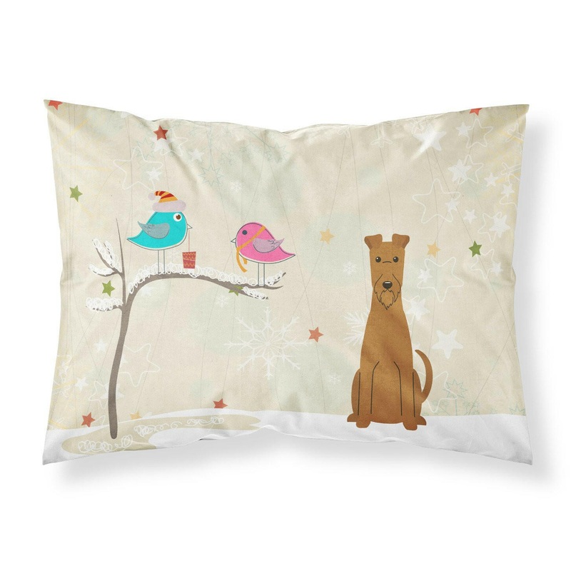 Christmas Presents between Friends Irish Terrier Fabric Standard Pillowcase  Artistic Decorative Front, White Back BB2534PILLOWCASE