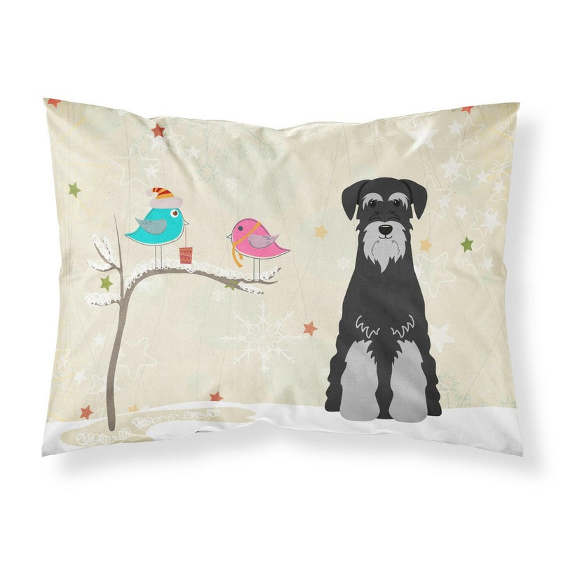 Christmas Presents between Friends Standard Schnauzer Black Grey Fabric Standard Pillowcase  Artistic Decorative Front, White Back BB2506PILLOWCASE