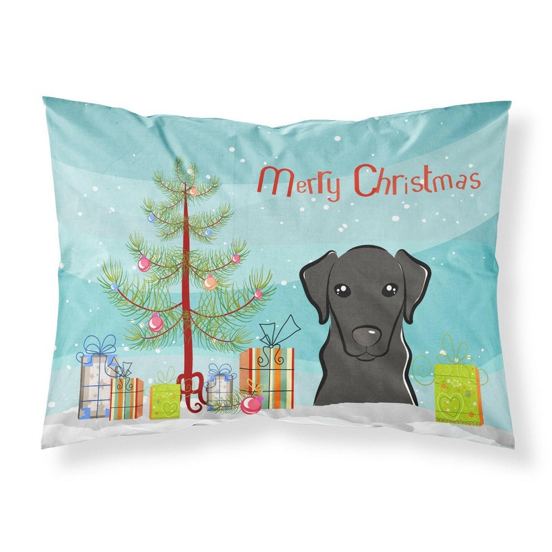 Christmas Tree and Black Labrador Fabric Standard Pillowcase  Artistic Decorative Front, White Back BB1607PILLOWCASE