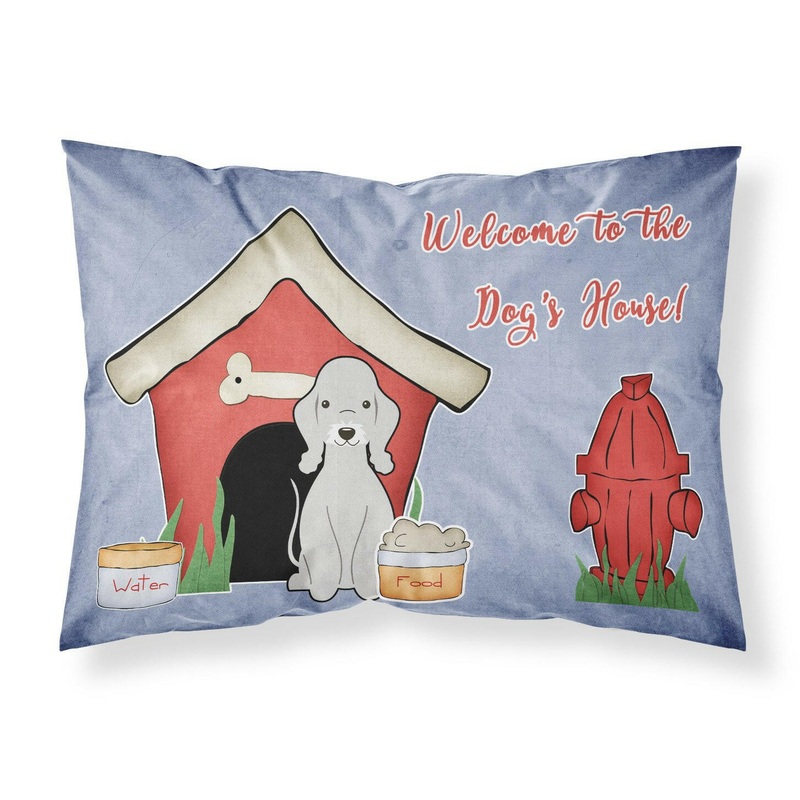 Dog House Collection Bedlington Terrier Blue Fabric Standard Pillowcase  Artistic Decorative Front, White Back BB2844PILLOWCASE