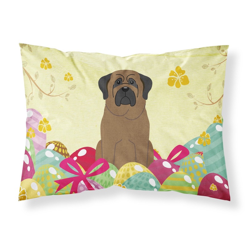 Easter Eggs Bullmastiff Fabric Standard Pillowcase  Artistic Decorative Front, White Back BB6084PILLOWCASE