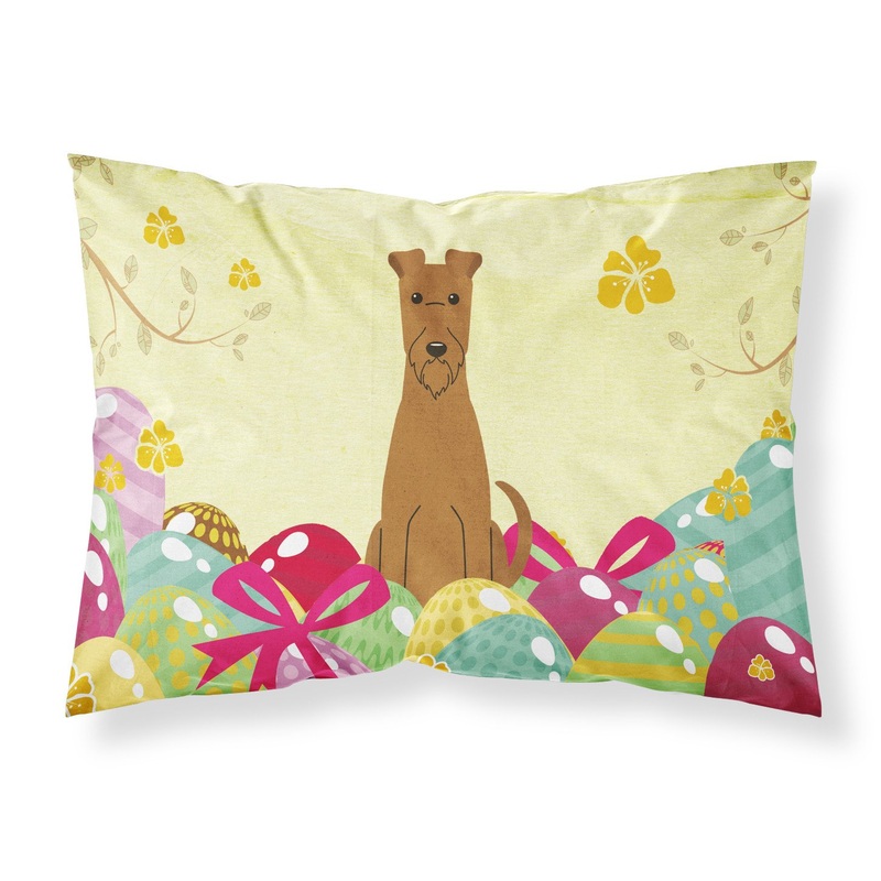 Easter Eggs Irish Terrier Fabric Standard Pillowcase  Artistic Decorative Front, White Back BB6062PILLOWCASE
