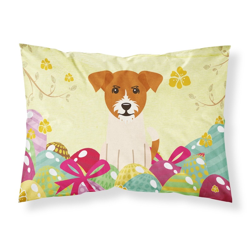 Easter Eggs Jack Russell Terrier Fabric Standard Pillowcase  Artistic Decorative Front, White Back BB6108PILLOWCASE