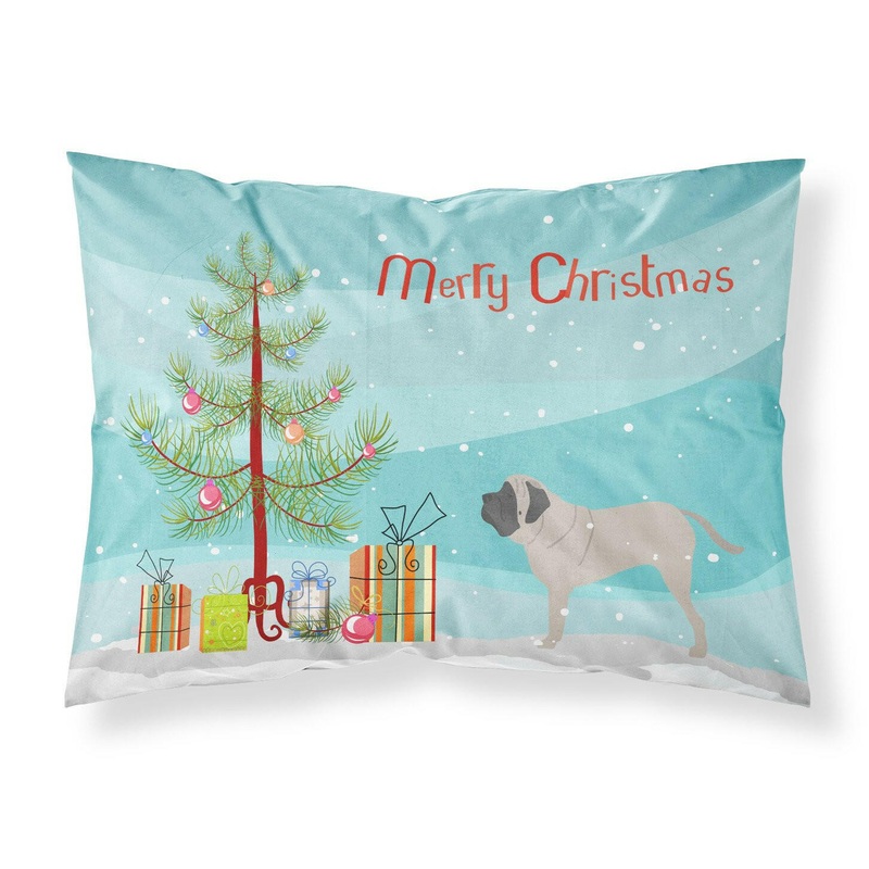 English Mastiff Merry Christmas Tree Fabric Standard Pillowcase  Artistic Decorative Front, White Back BB2974PILLOWCASE