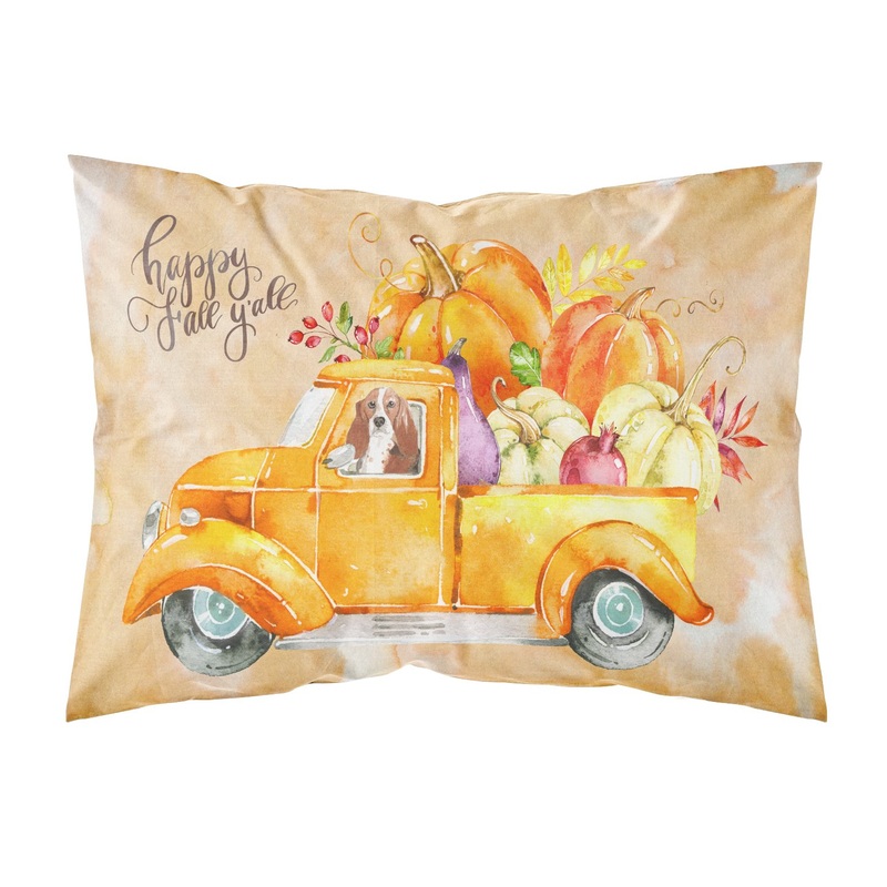 Fall Harvest Basset Hound  Standard Pillowcase  Artistic Decorative Front, White Back CK2606PILLOWCASE