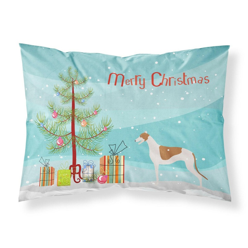 Greyhound Merry Christmas Tree Fabric Standard Pillowcase  Artistic Decorative Front, White Back BB2923PILLOWCASE