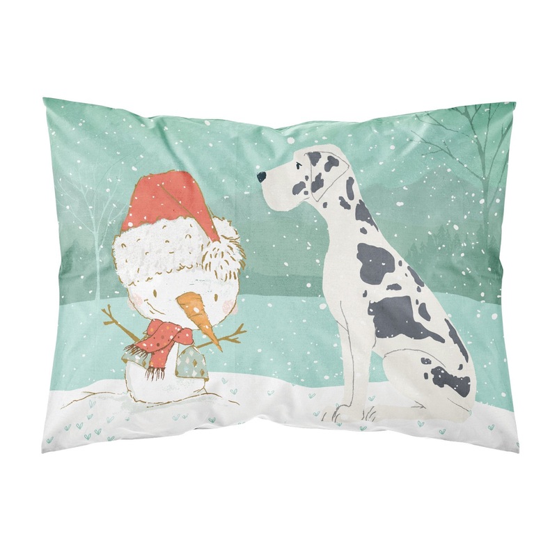 Harlequin Great Dane Snowman Christmas  Standard Pillowcase  Artistic Decorative Front, White Back CK2042PILLOWCASE