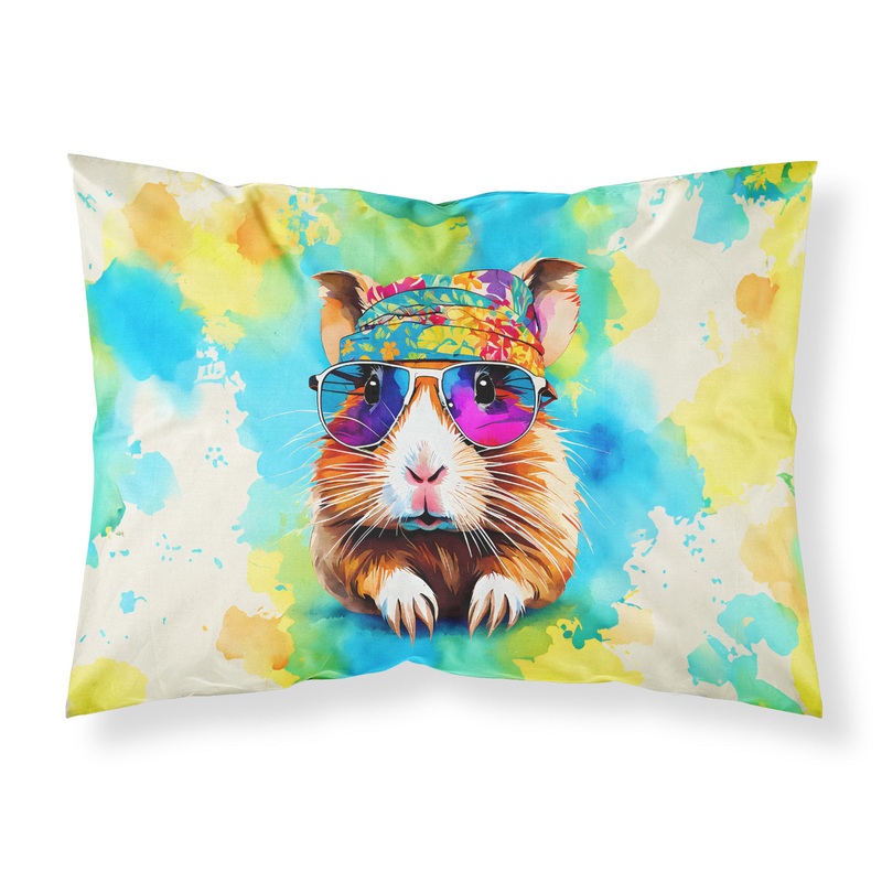 Hippie Animal Guinea Pig Standard Pillowcase  Artistic Decorative Front, White Back
