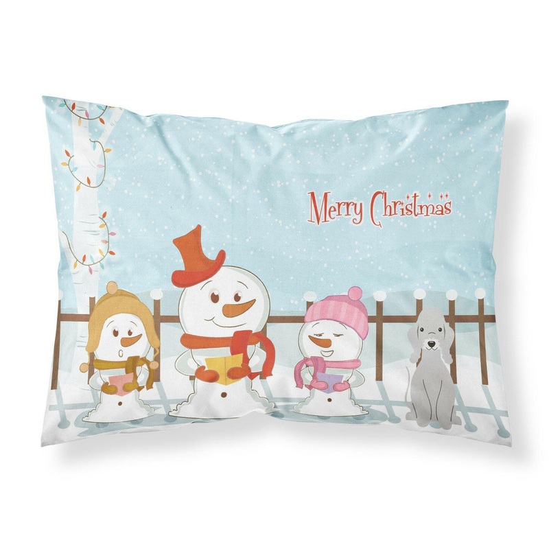 Merry Christmas Carolers Bedlington Terrier Blue Fabric Standard Pillowcase  Artistic Decorative Front, White Back BB2421PILLOWCASE