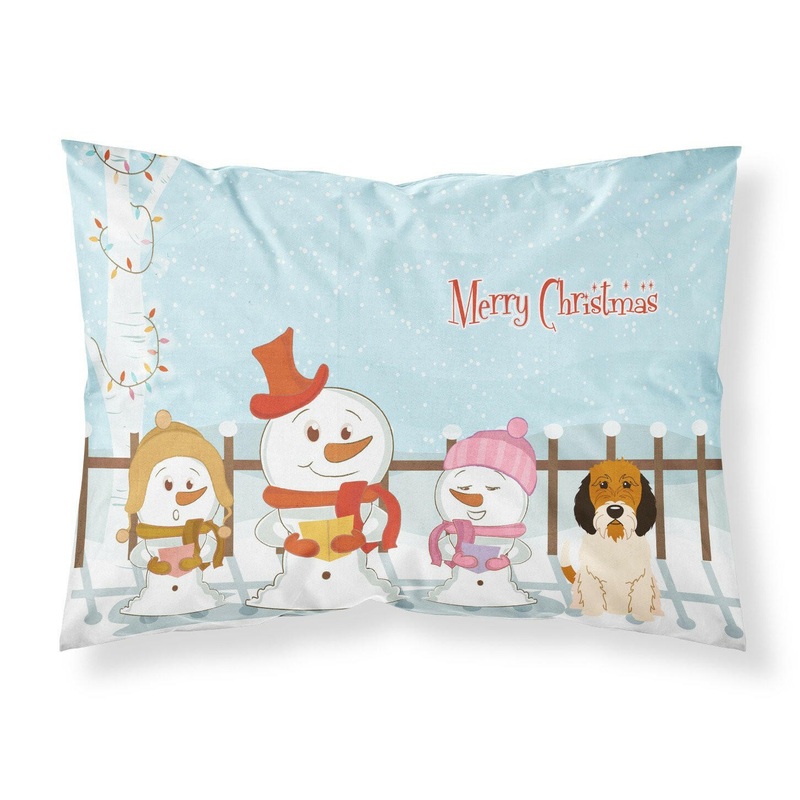 Merry Christmas Carolers Petit Basset Griffon Veenden Fabric Standard Pillowcase  Artistic Decorative Front, White Back BB2410PILLOWCASE