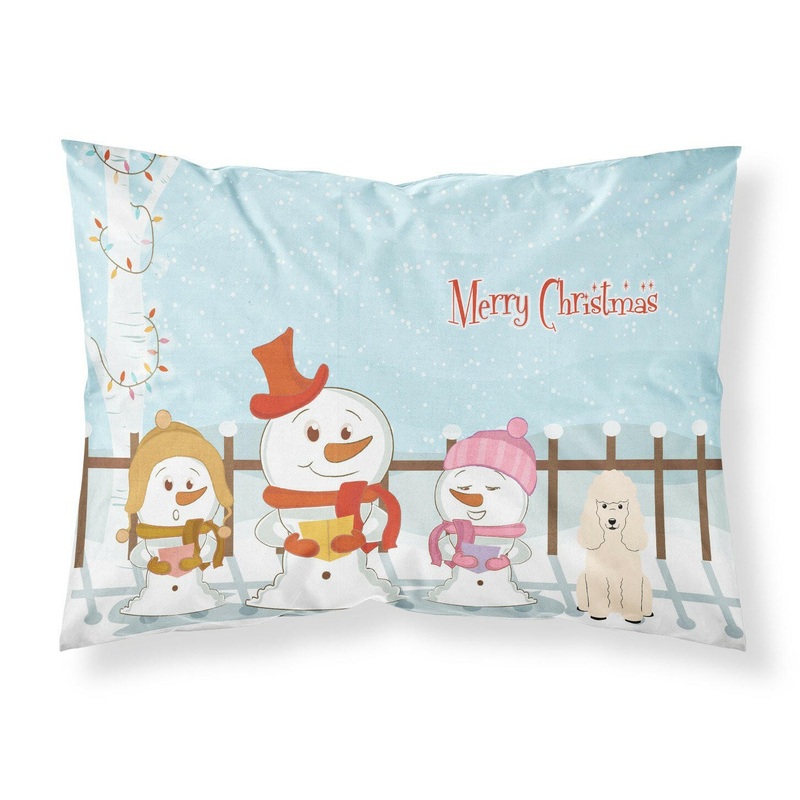 Merry Christmas Carolers Poodle White Fabric Standard Pillowcase  Artistic Decorative Front, White Back BB2401PILLOWCASE