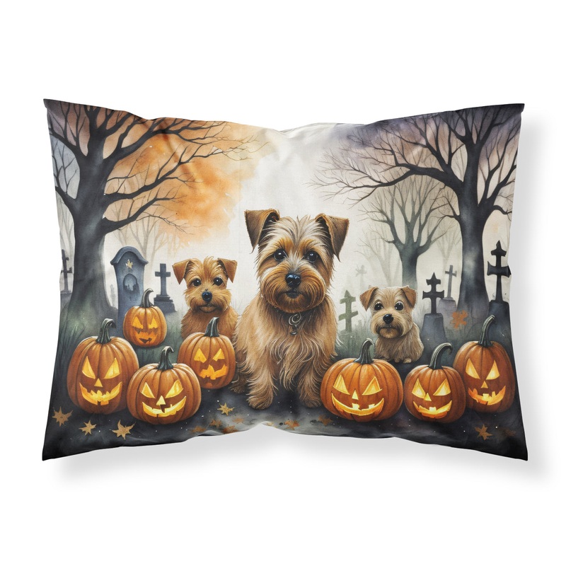 Norfolk Terrier Spooky Halloween Fabric Standard Pillowcase  Artistic Decorative Front, White Back