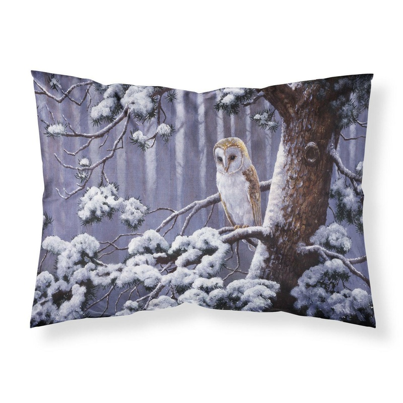 Owl on a Tree Branch in the Snow Fabric Standard Pillowcase  Artistic Decorative Front, White Back BDBA0303PILLOWCASE