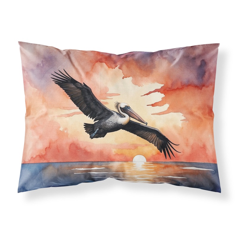 Pelican Fiery Sunset Standard Pillowcase  Artistic Decorative Front, White Back