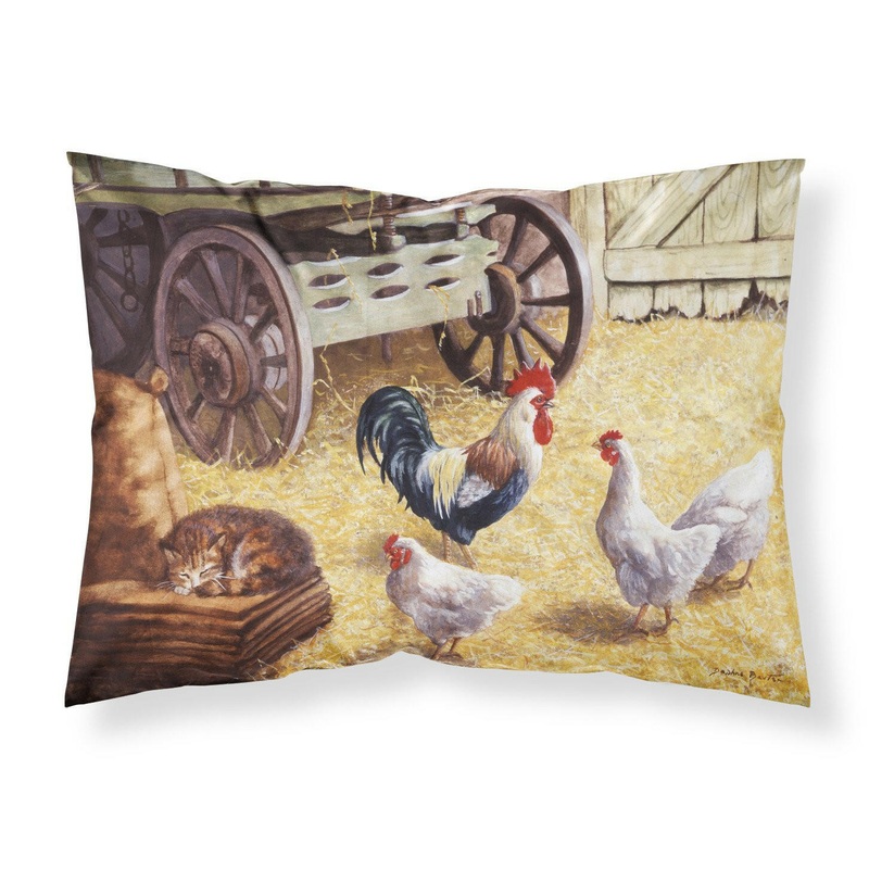Rooster and Hens Chickens in the Barn Fabric Standard Pillowcase  Artistic Decorative Front, White Back BDBA0339PILLOWCASE