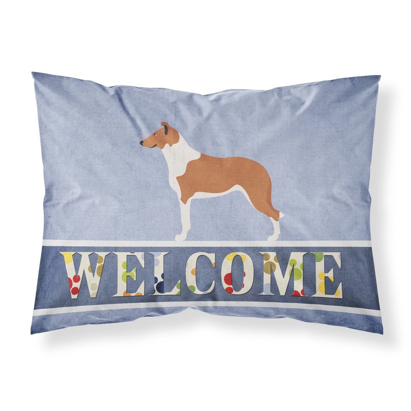 Smooth Collie Welcome Fabric Standard Pillowcase  Artistic Decorative Front, White Back BB8342PILLOWCASE