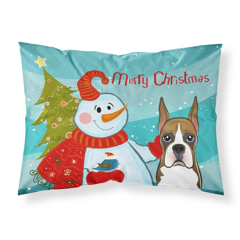 Snowman with Boxer Fabric Standard Pillowcase  Artistic Decorative Front, White Back BB1843PILLOWCASE