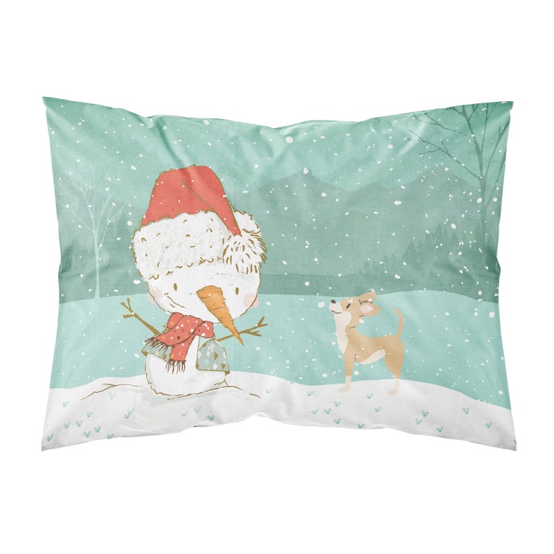 Tan Chihuahua Snowman Christmas  Standard Pillowcase  Artistic Decorative Front, White Back CK2081PILLOWCASE