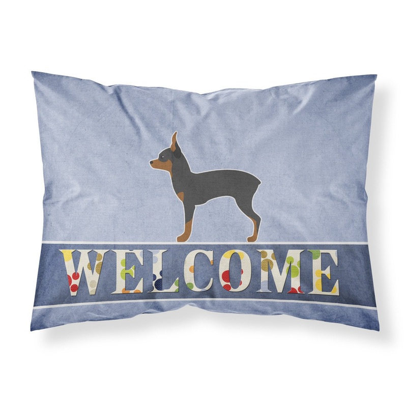 Toy Fox Terrier Welcome Fabric Standard Pillowcase  Artistic Decorative Front, White Back BB5491PILLOWCASE