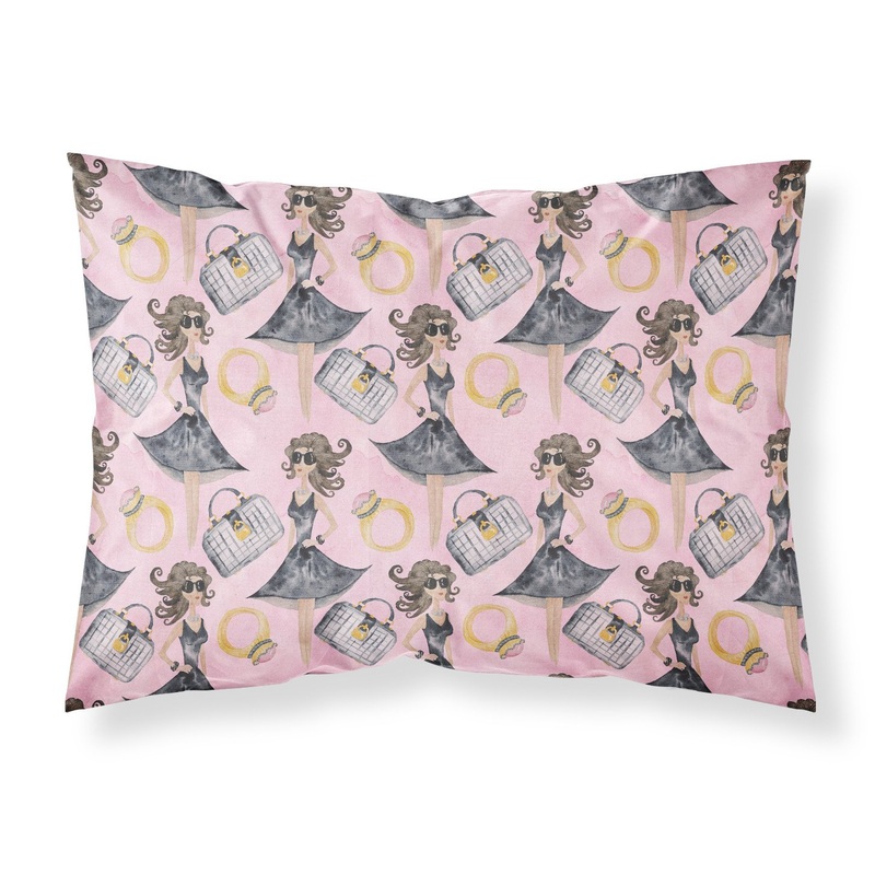 Watercolor Fashion Diva on Pink Fabric Standard Pillowcase  Artistic Decorative Front, White Back BB7500PILLOWCASE