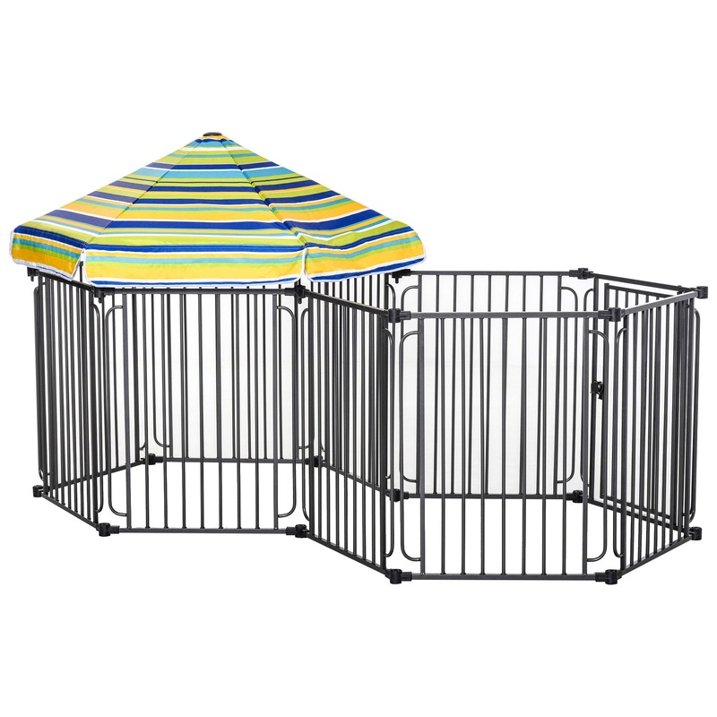 Dog Playpen with Door & Removable Cover for Small & Most Medium Sized Dogs Indoor & Outdoor Use, 47" H