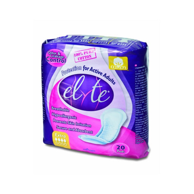 Elyte Light Cotton Incontinence Pads for Maximum Comfort and Protection - 20 Pack, Extra Large 5in x 13in