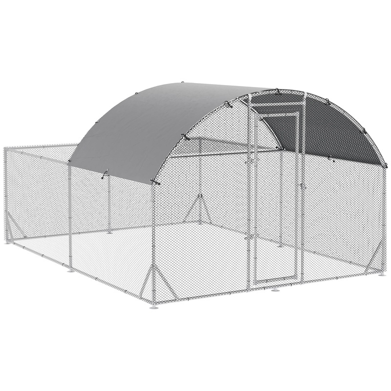 Large Chicken Coop Metal Chicken Run for Chickens with Waterproof and Anti-UV Cover, Dome Shaped Walk in Fence Cage Hen House for Outdoor and Yard Farm Use, 1" Dia, 9.2' x 12.5' x 6.4'