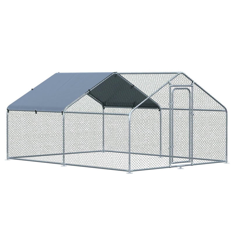 Large Chicken Coop Metal Chicken Run with Waterproof and Anti-U Cover, Spire Shaped Walk-in Fence Cage Hen House for Outdoor and Yard Farm Use, 1.26" Tube Diameter, 9.8' x 13.1' x 6.4'