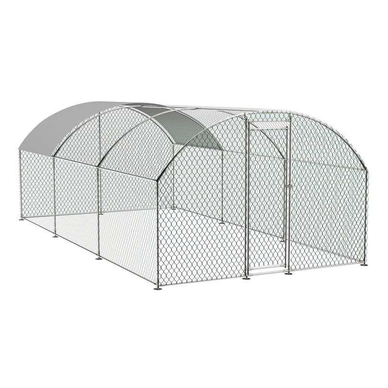 Large Chicken Coop Metal Chicken Run with Waterproof and Anti-UV Cover, Dome Shaped Walk-in Fence Cage Hen House for Outdoor and Yard Farm Use, 1" Tube Diameter, 9.2' x 12.5' x 6.5'