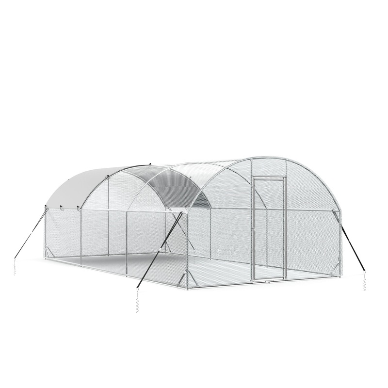 Large Metal Chicken Coop Upgrade Tri-Supporting Wire Mesh Chicken Run,Chicken Pen with Water-Resident & Anti-UV Cover,Duck Rabbit House Outdoor(10'W x 19'L x 6.5'H)