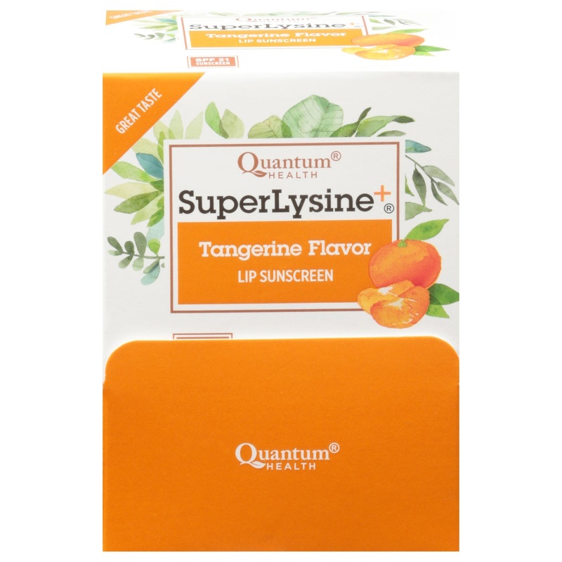 Lip Protectant Lysine Plus Coldstick SPF 21 Tangerine Flavor by Quantum Research, 1 Count