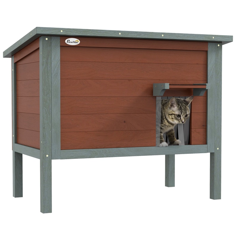 Outdoor Cat House, Wooden Feral Cat House, All-Around Foam Insulated Cat Shelter with Weatherproof Roof, Removable Floor, Openable Roof, Brown